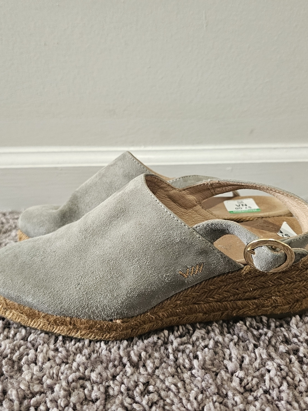 Gray Suede Espadrille Wedge Slingback - Women's Suede Comfort